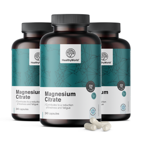 3x Magnézium citrát 234 mg, dohromady 720 kapslí