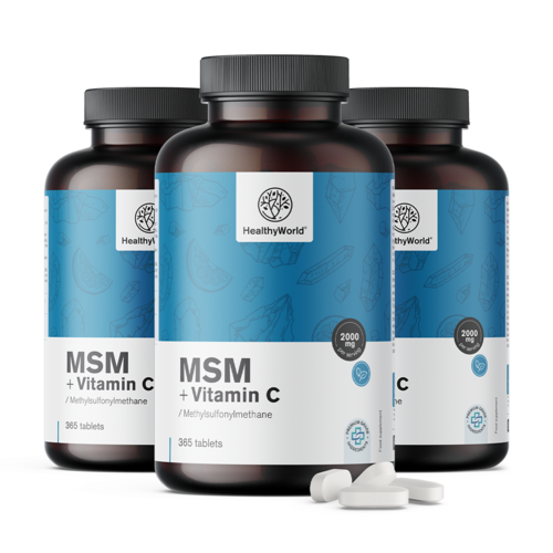 3x MSM 2000 mg – s vitamínem C, dohromady 1095 tablet