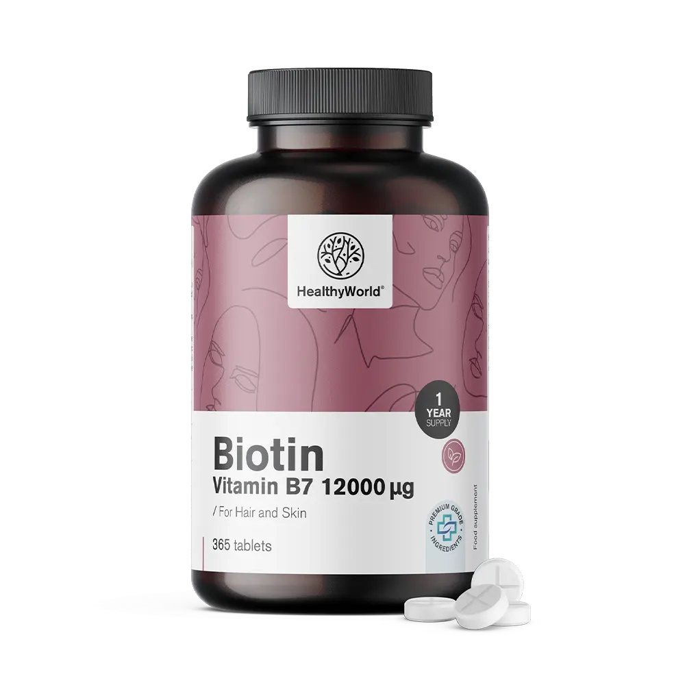 Biotin 12000 µg ve tabletách.