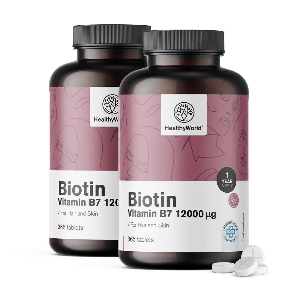 Biotin 12000 µg ve tabletách.