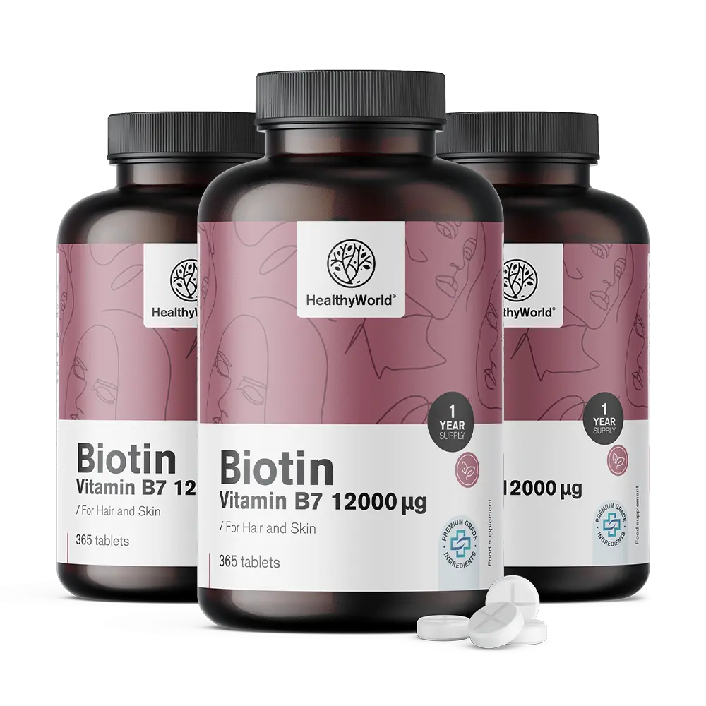 Biotin 12000 µg ve tabletách.
