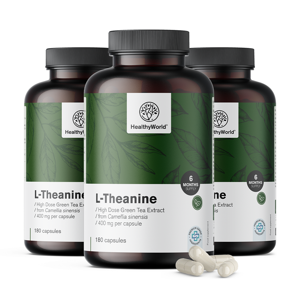 L-Theanin 400 mg ve formě kapslí.