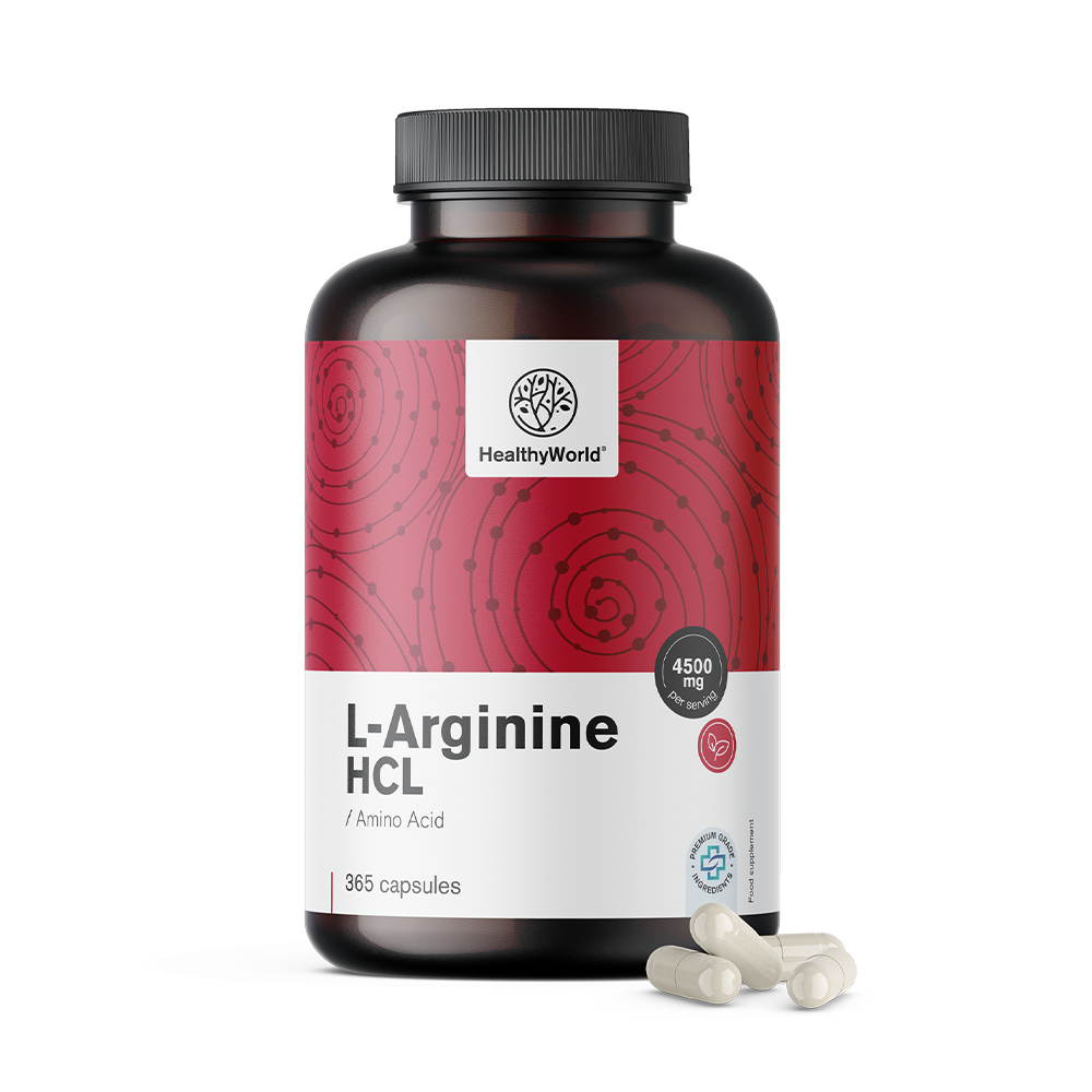 L-arginin 4500 mg ve formě kapslí.