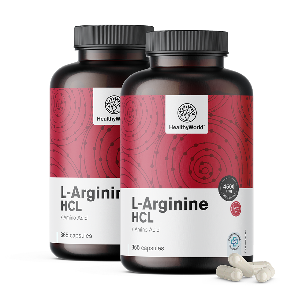 L-arginin 4500 mg ve formě kapslí.