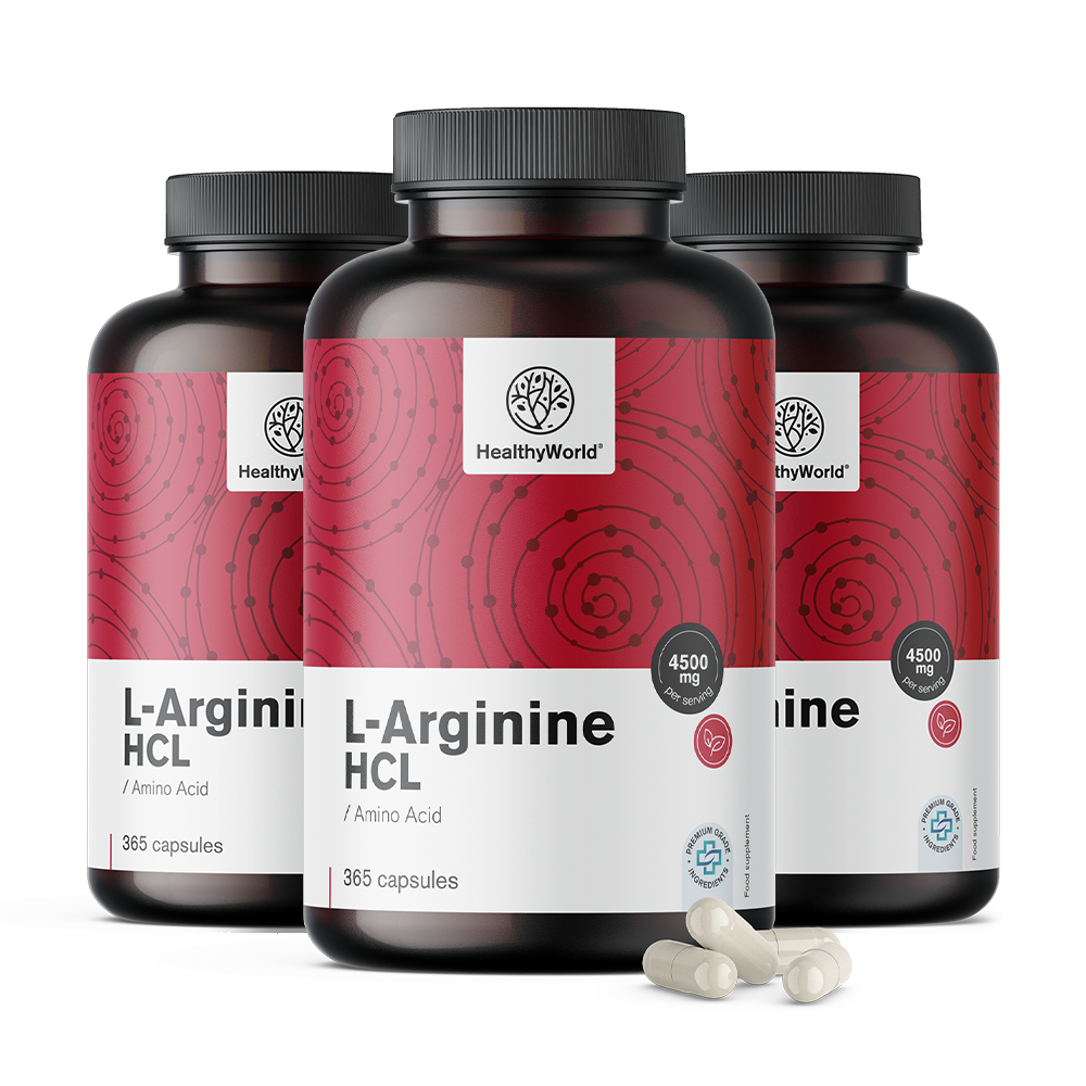 L-arginin 4500 mg ve formě kapslí.