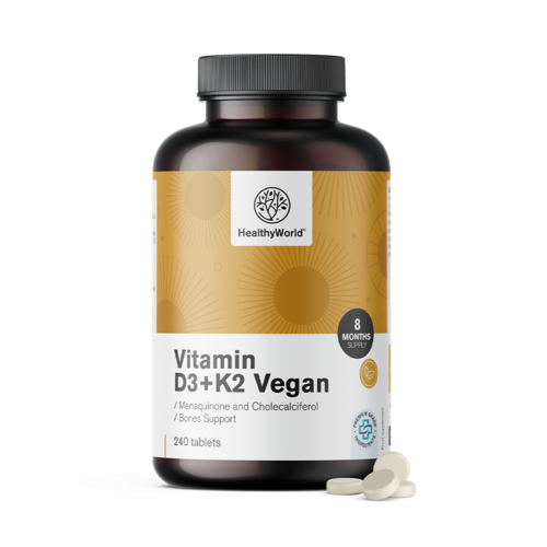 Veganské vitamíny D3+K2, 240 tablet