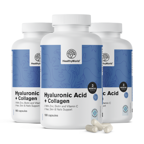 3x Kyselina hyaluronová + kolagen komplex, dohromady 540 kapslí