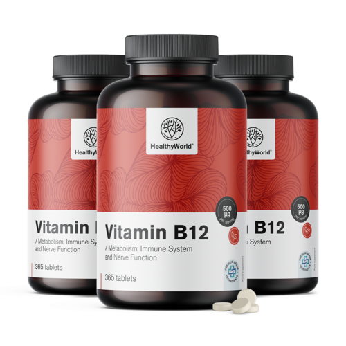 3x Vitamín B12 500 µg, dohromady 1095 tablet