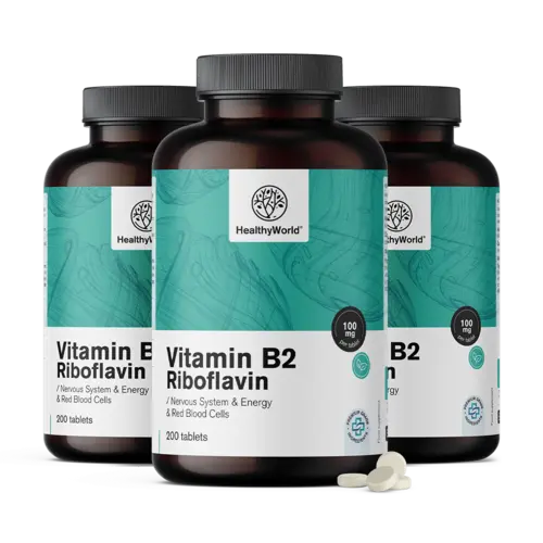 3x Vitamín B2 - riboflavin 100 mg, dohromady 600 tablet