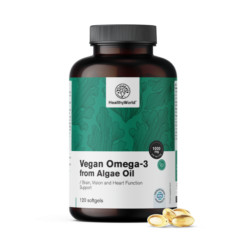 Veganská omega-3 1000 mg – z řas, 120 měkkých kapslí