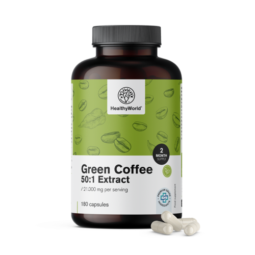 Zelená káva 21.000 mg – výtažek 50:1, 180 kapslí