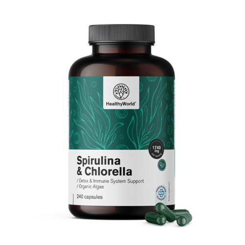 Spirulina a chlorella 1740 mg, 240 kapslí