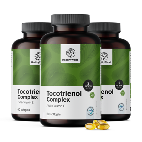 3x Tocotrienol komplex s vitamínem E, dohromady 180 měkkých kapslí